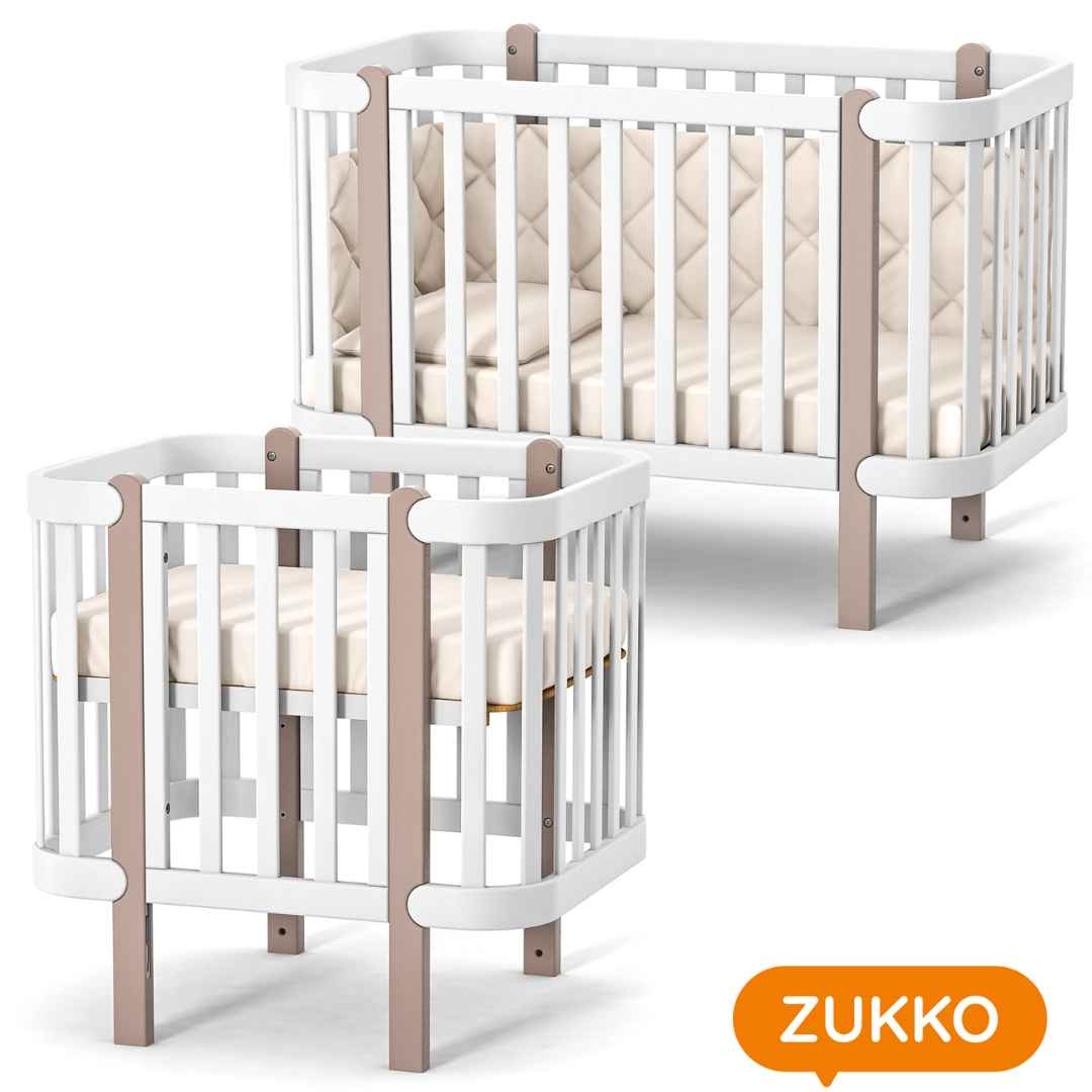 Dětská rostoucí postýlka Zukko Gekko Kids. Kolébka a postýlka 2v1. Bíla / Cappuccino